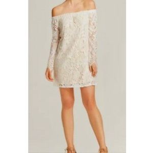 NWOT floral lace off-shoulder shift dress